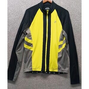 Performance Cycling Jacket Men's XL Yellow Black Gray Long Sleeve Zip Rear Pocke